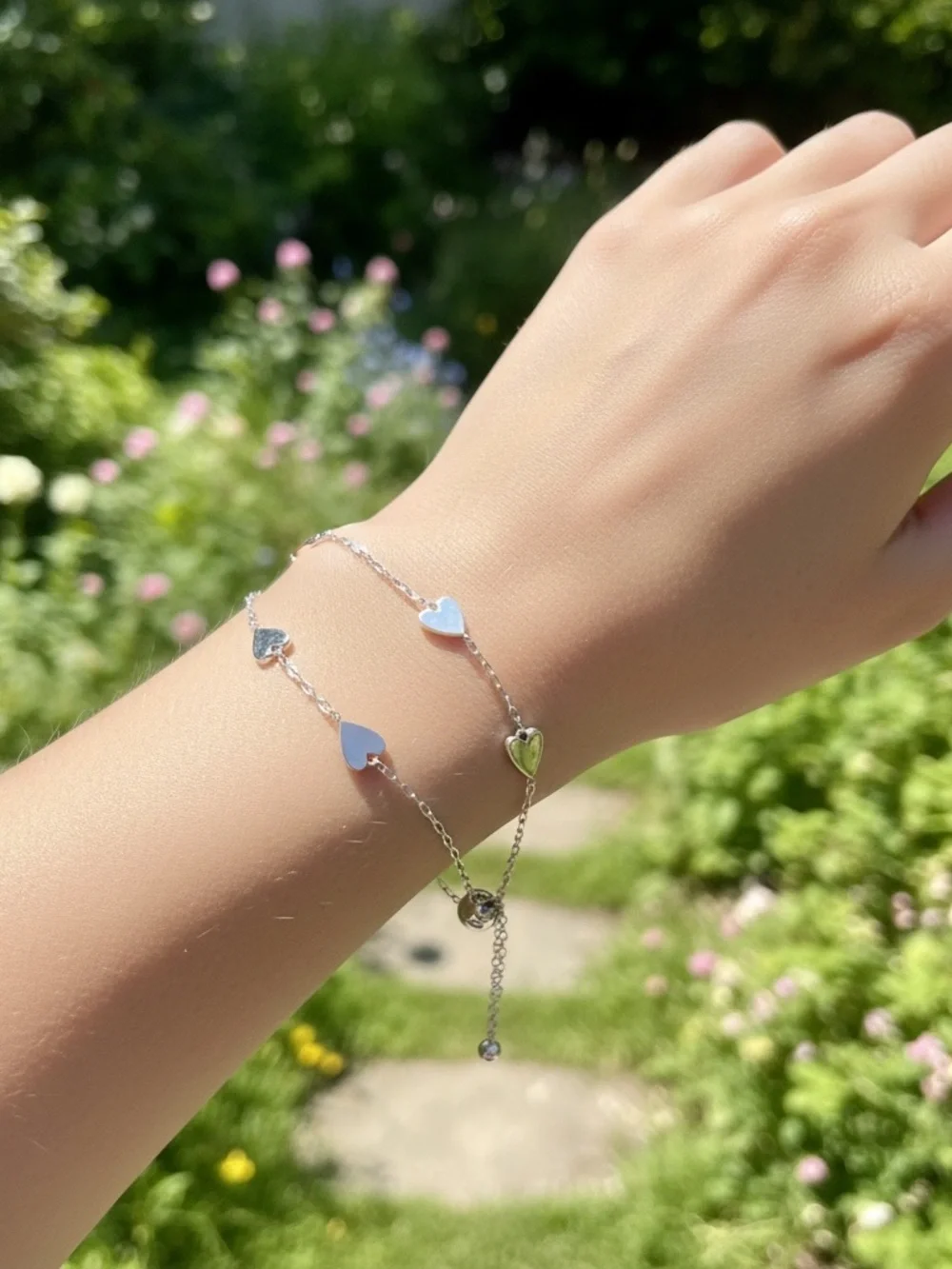 Mixed Metal Heart Bracelet - Silver and Rose Gold Hearts